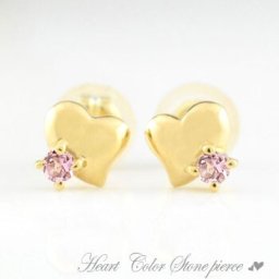ピアス レディース ハート 18金 ピンクトルマリン ハートピアス k18 イエローゴールドk18 カラーストーン 18k ピアス スタッドピアス 10月 クリスマス