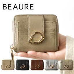 【Beaure ビュレ / ヴュレ】カウレザー メタルモチーフ 二つ折り ウォレット 財布 (B-25034)レディース 本革 牛革 小銭入れ カード入れ バッグ 小さい 可愛い 母の日 クリスマス ギフト プレゼント 30代 40代 50代 60代 箱付き 母の日 クリスマス ギフト プレゼント