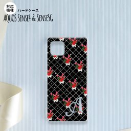 Aquos sense4 SH-41A ケース ハードケース スマホケース 花柄 バラ 編み 黒 +アルファベット nk-sens4-267i