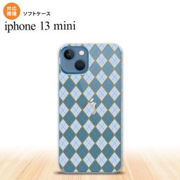 iPhone13mini iPhone13 mini ケース ソフトケース アーガイル クリア 青 iPhone ミニ 5.4インチ  おしゃれ かわいい メンズ レディース キッズ デザインたくさん nk-i13m-tp1414