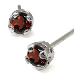 ガーネット メンズピアス 一粒 ガーネットピアス 18金 父の日 2024