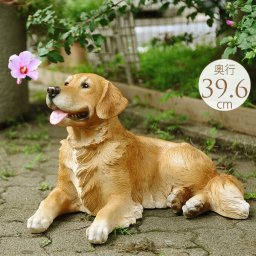 犬 置物 本物そっくり ゴールデンレトリバー のんびり  大型 オブジェ かわいい 大きい リアル 玄関 ドッグ オーナメント 飾り 犬の置物