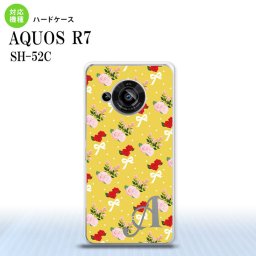 SH-52C AQUOS R7 スマホケース 背面ケース ハードケース 花柄 バラ リボン 黄 +アルファベット 2022年 7月発売 nk-r7-263i