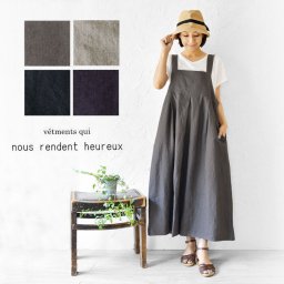 【nous rendent heureux ヌーランドオロー】リネン ジャンパードレス (819191)レディース ジャンパースカート サロペット slone square スロンスクエア 春 夏 秋 冬 ナチュラル 服 おしゃれ ナチュランド 30代 40代 50代 母の日 クリスマス ギフト プレゼント
