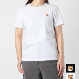 メゾンキツネ MAISON KITSUNE LW00105KJ0008 Tシャツ FOX HEAD PATCH REGULAR TEE SHIRT レディース トップス 半袖 フォックスヘッド パッチ レギュラー クルーネック コットン 春夏 シンプル カジュアル 綿 ストリート ホワイト ブラック XS S M L