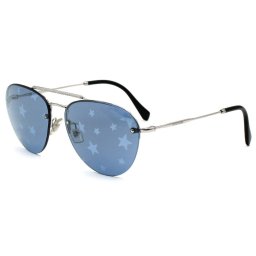 ミュウミュウ MIU MIU サングラス ノーズパッド UVカット アイウェア ティアドロップ 0MU 54US 1BC182 59 レディース シルバー+ブルー