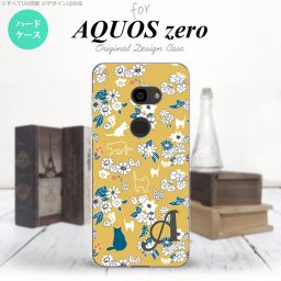 AQUOS zero アクオス ゼロ 801SH スマホケース カバー ハードケース 猫と花 黄 イニシャル 対応 nk-801sh-1721i[スマホ,スマホケース,スマホカバー,ケース,カバー,ジャケット]