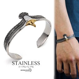 ステンレス素材 イーグルバングル メンズバングル フェザーバングル ブレスレット シルバー vintage ネイティブ インディアン 父の日 腕輪 男性