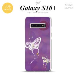 SC-04L SCV42 Galaxy S10+ スマホケース ソフトケース 蝶 和柄 紫 メンズ レディース nk-s10p-tp1553