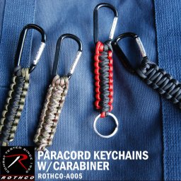 キーチェーン キーホルダー ROTHCO ロスコ キーリング 鍵 バック ベルト パラシュートコード ロープ PARACORD KEYCHAINS W/CARABINER カラビナ 9179 9803 9804 9808 オリーブ ブラック ミリタリー 迷彩 赤 軍物 アメリカ ブランド 頑丈 丈夫 メンズ メール便OK