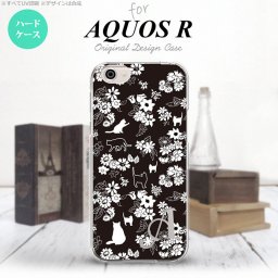 【SH03J】【スマホケース/スマホカバー】【アクオス R】SH03J スマホケース AQUOS R ケース アクオス R イニシャル 猫と花 黒 nk-sh03j-1725ini【メール便送料無料】