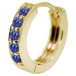 ピアス メンズ 18k フープピアス サファイア 片耳 中折れ ゴールド 9月誕生石 サファイアピアス メンズピアス シンプル つけっぱなし プレゼント ジュエリー 父の日 2024