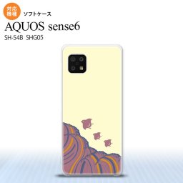 SH-54B SHG05 AQUOS sense6 スマホケース ソフトケース 波鳥 黄 メンズ レディース nk-sens6-tp1733
