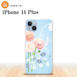 iPhone14 plsu iPhone14 plsu スマホケース 背面ケースソフトケース 花柄 ミックス C 青 2022年 10月発売 nk-i14pl-tp281