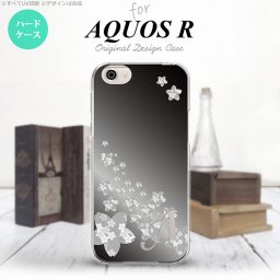 【SH03J】【スマホケース/スマホカバー】【アクオス R】SH03J スマホケース AQUOS R ケース アクオス R イニシャル 花柄・サクラ（B） 黒 nk-sh03j-185ini【メール便送料無料】