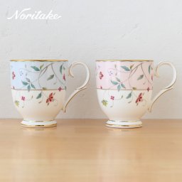 ノリタケ 花更紗 マグカップペア(色変り)  4409-56L/P50755A noritake 食器 普段使い ティーカップ コーヒーカップ カップ アフタヌーンティー ペアマグカップ 洋食器 おしゃれ ブランド  陶器 シンプル お餞別 結婚祝い 引き出物 誕生日 プレゼント