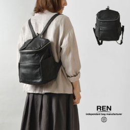 【REN レン】BAREシリーズ レザー ボックス リュック  / やぎ革・ベアー (1-11-35665) 正規品 レディース バッグ かばん バックパック 本革  山羊革 ゴート goat 通勤 通学 ミニ 小さめ 軽量 ブランド 母の日 クリスマス ギフト プレゼント