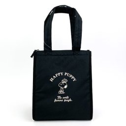 スヌーピー ランチバッグスクエア(L) PEANUT 保温保冷バッグ ブラック  保温・保冷