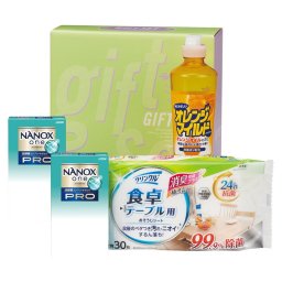 実りの秋の贈り物 クリーンランドリー&キッチンセット ライオンNANOX one PRO（10g×2袋）×2、オレンジマイルドコンパクト（270ml）･クリンクル食卓テーブル用シート30枚入×各1
