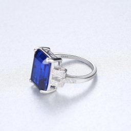 リング FORMICA Nanocrystal シルバー925 ブルー グリーン シルバー 11号 14号 16号 18号 エメラルドカット 大粒 4本爪 大きめ 大ぶり ハーフエタニティ cr0076