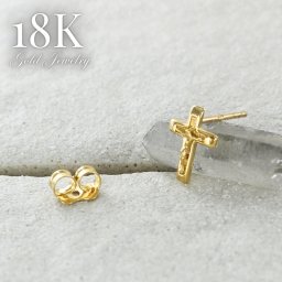 片耳ピアス K18 ピアス クロス レディース 片耳 スタッドピアス シンプル 小さい かわいい おしゃれ ゴールド 18金 アクセサリー 彼女 女友達 プレゼント ギフト 誕生日 記念日 母 妻 女性 成人 卒業 入学