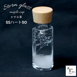 天気が分かる！「カスミ草入りストームグラス メープルキャップ SSハート50」 天気管 天気 クリスマス ツリー フィッツロイ ミニ ボトル ウェザーグラス 天気 気象計グッズ インテリア インテリア小物 置物 瓶 小瓶 ガラス snowflake snowwhite  おもしろ雑貨 プレゼント