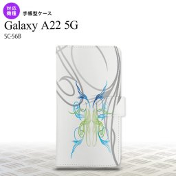 SC-56B Galaxy A22 手帳型スマホケース カバー ピンスト 白 ブルー グリーン  nk-004s-a22-dr1245