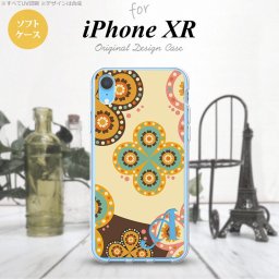 iPhoneXR iPhone XR スマホケース ソフトケース エスニック 花柄 ベージュ 茶 +アルファベット メンズ レディース nk-ipxr-tp1583i