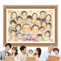 結婚記念日のお祝いに、大切な人の笑顔を、ずっと近くに飾れます。 似顔絵 金婚式 贈り物 ギフト 名入れ 手描き プレゼント 結婚記念日 お祝い 誕生日 長寿 大人数 家族 ご両親 ご夫婦 祖父 名入れ 下書き確認 修正無料 かわいい サプライズ 宝物 親孝行 感謝 長寿 一生もの 宝物 結婚50周年 ブライダルギフト 長寿祝い 闘病中の方への励まし キレイ 喜寿祝い カラフル 白寿祝い おしゃれ