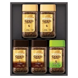 実りの秋の贈り物 プレミアムレギュラーソリュブルコーヒーギフトセット ネスカフェ ネスカフェゴールドブレンド（80g）･ネスカフェゴールドブレンドコク深め（80g）×各2、ネスカフェゴールドブレンド香り華やぐ（80g）×1