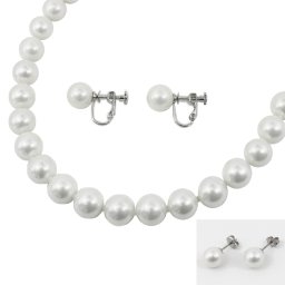白蝶貝パールネックレス & イヤリングorピアスセット / 42or45cm / 9.0ミリ ＜日本製＞