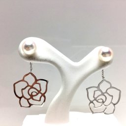真珠 ピアス パール アコヤ真珠 スタッド 5.77mm ホワイトピンク K14 ホワイトゴールド フラワー バラ 植物 65808 イソワパール