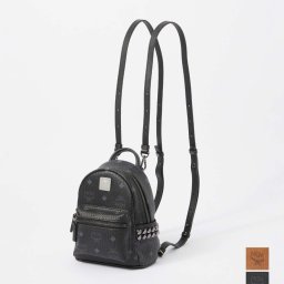 エムシーエム MCM MMK6SVE92 バックパック スターク レディース バッグ デイパック リュックサック べべブー ヴィセトス VISETOS X-MINI エクストラミニサイズ スタッズ レザー 通勤 通学 旅行 軽量 ギフト プレゼント STARK BACKPACK 記念 ブラック コニャック
