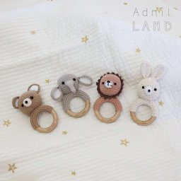 Adnil LAND リンリンと音が鳴る かぎ編みされた あみぐるみラトル BEBE ANIMAL ギフト プレゼント 出産祝い