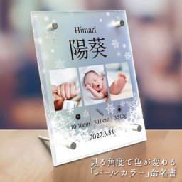 冬生まれの赤ちゃんにピッタリ【 パールウィンター 命名書 アクリルフレーム 】 モダン シンプル フォトパネル 男の子 女の子 メモリアル アクリル オーダーメイド 冬 ウィンター 雪 キレイ 赤ちゃん オーダー 写真 名入れ無料 出産報告 出産祝い 出産 内祝 ギフト お七夜 インテリア 透明 おしゃれ 11月 12月 1月 2月 