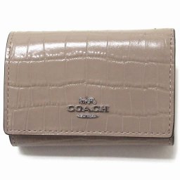 コーチ レザー財布 COACH アウトレット レザー クロコ調 マイクロ ウォレット 三つ折り財布 小銭入れあり CU914 SVST