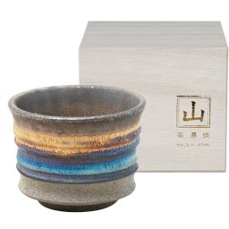  美濃焼 食器 ギフト BOX入 彩輪 ぐい呑み 酒器 単品 角山窯 ブラウン ゴールド ブルー 日本酒 盃 マルサン近藤 箱入 陶器 日本製 おしゃれ プレゼント 誕生日 御祝 レンジ対応 食洗機対応 ラッピング対応可 ギフトカード対応