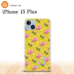 iPhone15 plus iPhone15 plus スマホケース 背面ケースソフトケース 花柄 バラ ドット 黄 +アルファベット 2023年 9月発売 nk-i15pl-tp242i