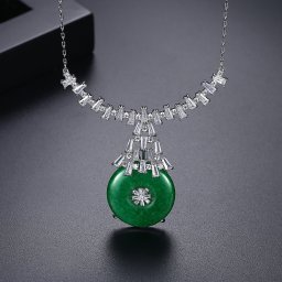 ネックレス キュービックジルコニア グリーン 真鍮 シルバー 小豆 アズキチェーン カニカン 上品 エレガント 大人 おしゃれ きれいめ 40+5cm n19062843