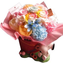 スヌーピー 花束風 ギフト レインボーローズ プリザーブドフラワー入り ケース付き 