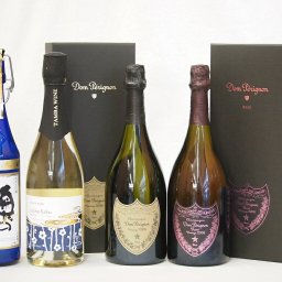 最高峰SAKE日仏4本セット(フランスドンペリニヨン白 ドンペリ二ヨンロゼ ギフト箱付750ml×2本 京都山城青谷産城州白梅スパークリング やや甘口 丹波ワイン750ml×1本 福島県奥の松 純米大吟醸プレミアムスパークリング720ml×1本）