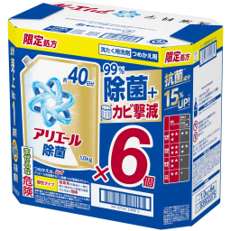 アリエール 洗濯洗剤 液体 除菌成分プラス 詰め替え1,000g x 6