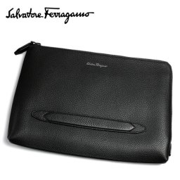 Salvatore Ferragamo サルヴァトーレフェラガモ メンズ クラッチ バッグ カバン 鞄 イタリア製 本革 牛革 レザー ブラック 黒 ブランド 240742-676861
