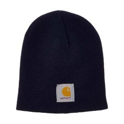 カーハート CARHARTT 帽子 ニットキャップ ビーニー ニット帽 無地 アクリル 定番 ロゴ ワンポイント ストリート シンプル カジュアル USA A205 NVY メンズ レディース ユニセックス ネイビー
