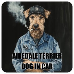 名入れ可 Airedale Terrier エアデールテリア カーステッカー シール 犬 作業服 ちょい悪 13x13cm 正方形 防水 屋外 屋内 ドッグオンボード デカール