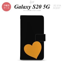 SC-51A SCG01 Galaxy S20 5G 手帳型 スマホケース 全面印刷 おしゃれ ストラップホール 内側にカードポケット付き トランプ ハート 黒 オレンジ nk-004s-s20-dr546