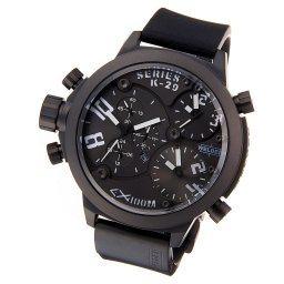 2年保証 新品 WELDER ウェルダー K29-8003 腕時計 クロノグラフ ３タイムゾーン ブラック ラバーベルト メンズ レディース 男女兼用