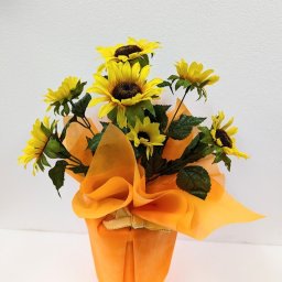 造花　ひまわりポット　　アレンジフラワー　触媒加工品　　母の日ギフト　新築お祝い　
