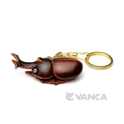 【手描き名入れ無料】本革製国内ハンドメイド　かぶと虫　キーホルダー【VANCA革物語】