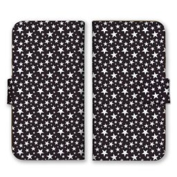 ＼全機種対応／ スマホケース 手帳型 スマホカバー 手帳タイプ スマートフォン ケース カバー 柄物 パターン 星柄 スター モノクロ かわいい おしゃれ カードホルダー付き カード収納 合皮 合成レザー